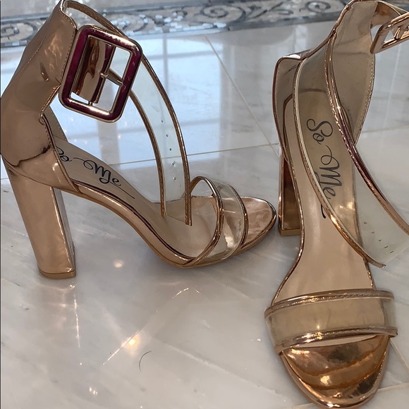 So Me Shoes - Rose gold and clear block sandals